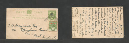 BC - Zanzibar. 1902 (18 Apr) GPO - England, Kent, Lea 1/2a Green Stat Card + 1/2a Adtl, Tied Cds. Fine Usage. Text Drawi - Autres & Non Classés