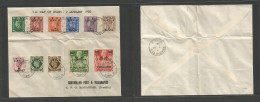 BC - Somaliland. 1950 (2 Jan) Somalia. Mogadishu. Multifkd Local Envelope Ovptd Issue Incl 5sh Red, Tied Cds 12 Diff Val - Altri & Non Classificati