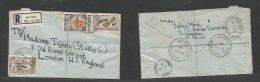 BC - Nigeria. 1961 (5 Apr) Cameroun UKTT Ovpt. Batibo - London, England. Registered Multifkd Env, Tied Cds + R-label, Re - Other & Unclassified