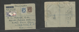 BC - Nigeria. 1951 (5 Febr) Kano - England, Liverpool. Registered 6d Lilac + Adtls Air Letter Stationary, Tied Oval Ds + - Other & Unclassified