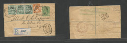 BC - Jamaica. 1917 (Oct 29) Kingston - Canal Zone, Culebra (Nov 1) Registered 1/2d Green Multifkd Complete Stationary Wr - Otros & Sin Clasificación