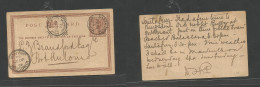 BC - Jamaica. 1894 (26 Apr) Santa Cruz - Port Antonio (28 Apr) Via Kingson, 1/2d Brown Stat Card. Fine Internal Usage De - Other & Unclassified