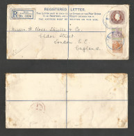 BC - Br. Honduras. 1919 (27 March) Belize - England, London (14 Apr) Registered Multifkd 2c + 3c Stat Env + 2 Adtls, Tie - Autres & Non Classés