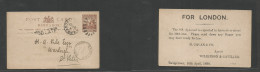 BC - Barbados. 1894 (10 April) Bridetown - St. Peter (Apr 11) 1/2d Brown Printed Stat Card + "Too Late" Boxed. Fine Loca - Autres & Non Classés