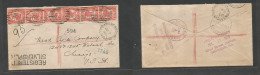 AUSTRALIA. 1903 (Jan 7) QLD. Silverspur - USA, Chicago (11 July) Registered Multifkd Env At 6d Rate (1d Red X6 Vertical  - Other & Unclassified