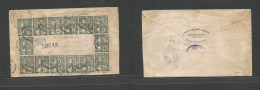 AUSTRALIA. 1903 (18 March) Qland, Brisbane - USA, Mass. Springfield. Registered QV Multifkd Envelope 1/2d Green (x14) Pl - Other & Unclassified