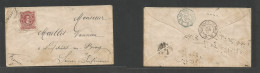 ARGENTINA. 1891 (Jan) Tigre - France, Seine (27 Jan) 8c Red Fkd Env, Tied Cds, Reverse Transited. Fine. - Autres & Non Classés