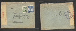 YUGOSLAVIA. 1940 (17 July) Zagreb - Palestine, Kirjath, Motzkin (28 July) Multifkd German Written Envelope, Arrival Tied - Andere & Zonder Classificatie