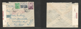 YUGOSLAVIA. 1940 (9 Febr) Maribor - Palestine, Tel Aviv. Air Multifkd Env, Arrival Censor Label + Special Red Cachet "Pl - Sonstige & Ohne Zuordnung