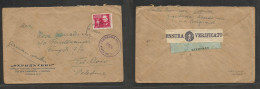 YUGOSLAVIA. 1945 (7 Aug) Ochrid, Macedonia - Palestine, Tel Aviv. Triple Censored Fkd Env, Depart Yougoslavia + Italian  - Sonstige & Ohne Zuordnung