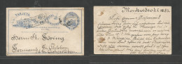 URUGUAY. 1883 (5 Oct) Mont - Germany, Oschersleban (4 Sept) Early 3c Blue Stat Card, Cds + Arrival Box Alongside. Scarce - Uruguay