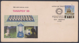 Inde India 1996 Special Cover Solar Panel, Renewable Resources, Energy, Climate Change, Fossil Fuel, Pictorial Postmark - Brieven En Documenten