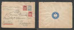 TURKEY. C. 1910. Pera - Constanbol. Registered 1pi Blue Stat Env + 2 Adtl Ovptd Issue On 1pi 40 Par Rate Tied Cds + R-ca - Sonstige & Ohne Zuordnung