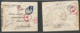 TURKEY. 1940 (26 Dec) Beyoglu Subesi - France, Marseille. Via Istambul. Single 10 Kn Blue Fkd Env Transited Via Italy Wh - Autres & Non Classés