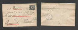 TURKEY. 1908. Pera - Philippopel (10 Aug) Registered Pm Rate Single 2pi Blue Tied Cds Complete Wrapper. Arrival Cds Reve - Altri & Non Classificati