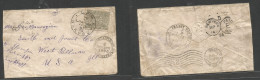 TURKEY. 1895 (21 Aug) Harpout - USA, West Pullman, Ill (Sept 15) 1pi Green Fkd Env, Bilingual Depart Cachet Via Constant - Other & Unclassified