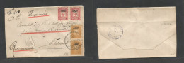 TURKEY. 1908 (Aug) Pera - Philippopel (5 Aug) Registered Multifkd Ovptd Issue Complete Wrapper. Arrival Cds + Mns R-cach - Otros & Sin Clasificación