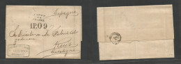TURKEY. 1874 (4 April) Smyrna - Spain, Tarragona, Reus (14 April) Stampless EL With Text, Via "Vapor De Francia" Spanish - Autres & Non Classés