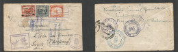 SALVADOR, EL. 1930 (23 March) Santa Ana - Panama (23 Apr) Multifkd Ovptd Envelope, Various Air Cachets Front + Transits  - Salvador
