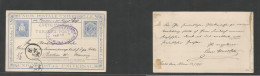SALVADOR, EL. 1885 (12 Febr) Santa Ana - Germany, Berlin (19 March) Via Puerto De La Libertad. 3c Blue Early Stat Card,  - Salvador