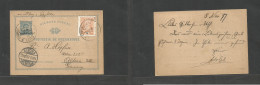 PORTUGAL-MOZAMBIQUE COMPANY. 1897 (6 Nov) Beira - Germany, Altona (23 Dec) Overprinted 10rs Blue Early Stat Card + 5 Rs  - Other & Unclassified