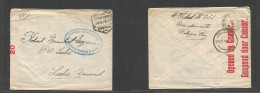 PORTUGAL-MOZAMBIQUE. 1916 (29 Nov) L. Marques - Transvaal, Leslie (1 Dec) POW Mail, Acampamento. Stampless Env, Oval Blu - Other & Unclassified