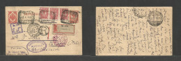 POLAND. 1915 (27 Jan, Gregorian) Russia Postal Admin. Warsaw - Italy, Florence (28 Febr) Registered 3 Kop Red Stat Card  - Andere & Zonder Classificatie