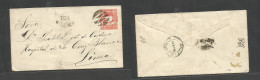 PERU. 1881 Yca - Lima (24 March) 10c Vermilion Embossed Stationary Envelope, Depart Cork Cancel + "VIA VAPOR" Illustrate - Peru