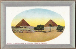 CPA EGYPTE - CAIRE - Cimetière Arabe Et Pyramides Chéops Et Cheddreu - TB PLAN Carte Colorisée - Le Caire