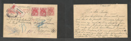 NETHERLANDS - Stationary. 1918 (8 March) Rotterdam - Belgium, Bruxelles. Registered 5c Red Green Stat Card + 2 Adtls At  - Other & Unclassified