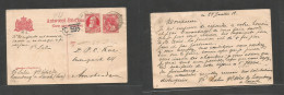 NETHERLANDS - Stationary. 1912 (28 July) Reply Half 5c Red Stat Card Proper Usage. Belgium, Laroche - Amsterdam. Used In - Other & Unclassified