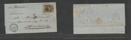 MEXICO. 1875 (1 Nov) Veracruz - Cuba, Habana (6 Nov) EL With Text Fkd 10c Black Distr Name, 50-75 Oval Blue Ds + "3" Spa - Mexico