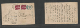 JAPAN. 1947 (7 Febr) Karniyawa - China, Moukden. Multifkd 5n Green Stat Card + 2 Adtls, Tied Cds + US Allied Censor Cach - Andere & Zonder Classificatie