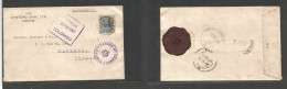 JAPAN. 1917 (12 Jan) Osaka - Colombo, Ceylon, Indian Ocean (16 Febr) WWI Comercial 10 Sen Fkd Env, Tied Cds + Arrival Br - Otros & Sin Clasificación