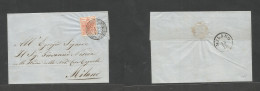ITALY Lombardy - Venetia. C. 1852 (15 Dec) Gallarate - Milano. E Fkd 15 Centes Red, Tied Cds Rings. XF Large Margins, Ar - Unclassified