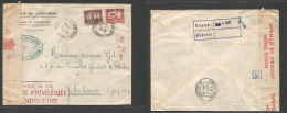 INDOCHINA. 1941 (20 Febr) KOUANG - TCHEOU. Fort Bayard - Japan, Yokohama, Nippon. Multifkd Ovptd Issue Service Privilege - Asia (Other)