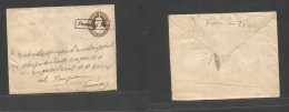 INDIA. 1927 (7 Dec) Used In Burma, Yanpour - Rangoon. 1a Brown Stat Env, Boxed "Posted At Ship" (xxx) VF Pqbt Cancel. Ni - Autres & Non Classés