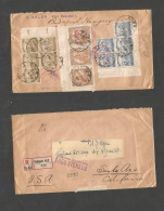 HUNGARY. 1925 (3 Aug) Budapest - USA, CA. Santa Ana (20 Aug) Via Chicago. Registered Reverse Multifkd Envelope, Tied Cds - Andere & Zonder Classificatie
