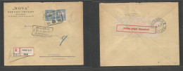 HUNGARY. 1922 (17 Febr) Budapest - Sweden, Stockholm (26 Febr) Registered Multifkd Comercial Envelope Tied Town Ds + Aux - Andere & Zonder Classificatie