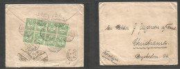 HUNGARY. 1910 (4 Sept) Fiume - Norway, Christiania (10 Sept) Reverse Multifkd Envelope Via Novalja, Austria, Croatia, Ti - Autres & Non Classés