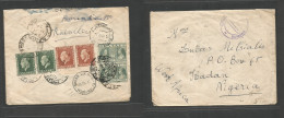 GREECE. 1939 (22 July) Kavalla - Nigeria, Ibadan, West British Africa (31 July) Reverse Multifkd Envelope, Tied Cds, Tra - Sonstige & Ohne Zuordnung