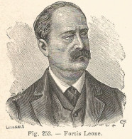 Leone Fortis - Ritratto - Incisione Antica Del 1926 - Engraving - Stiche & Gravuren