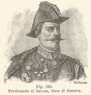 Ferdinando Di Savoia - Duca Di Genova - Incisione Antica 1926 - Engraving - Stiche & Gravuren