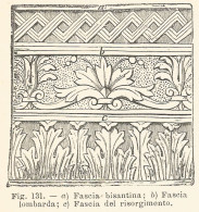 Tipi Di Fasce Decorative - Incisione Antica Del 1926 - Engraving - Stiche & Gravuren
