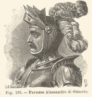 Alessandro Farnese - Ritratto - Incisione Antica Del 1926 - Engraving - Stiche & Gravuren