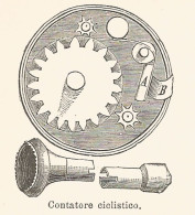 Contatore Ciclistico - Xilografia D'epoca - 1926 Old Engraving - Stiche & Gravuren
