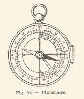 Clinometro - Xilografia D'epoca - 1926 Old Engraving - Estampes & Gravures