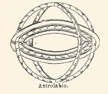 Astrolabio - Xilografia D'epoca - 1924 Old Engraving - Estampas & Grabados