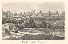 Spain - Madrid - Panorama - Xilografia D'epoca - 1928 Old Engraving - Estampas & Grabados