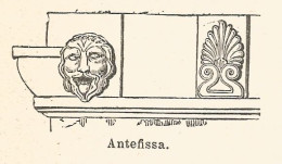 Antefissa - Xilografia D'epoca - 1924 Old Engraving - Stiche & Gravuren